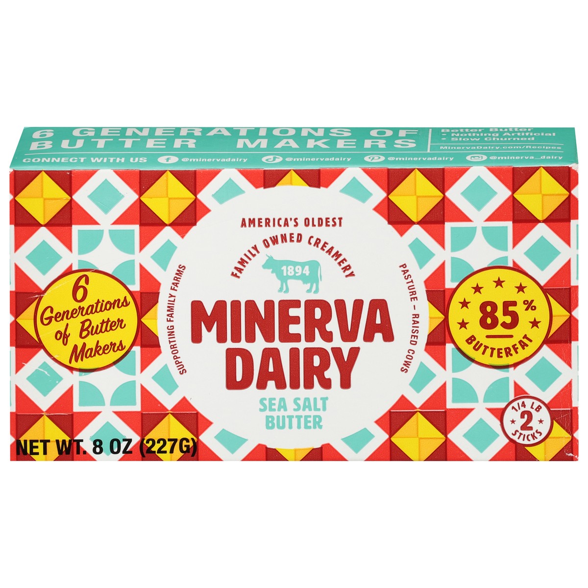 slide 1 of 5, Minerva Dairy Sea Salt Butter 2 - 0.25 lb Sticks, 2 ct