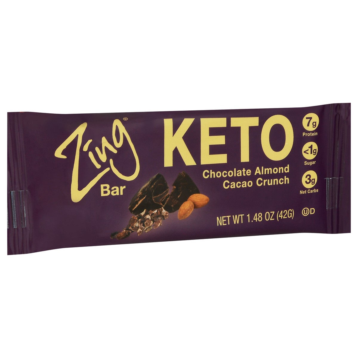slide 3 of 12, Zing Chocolate Keto Bar Almond Cacao, 1.41 oz