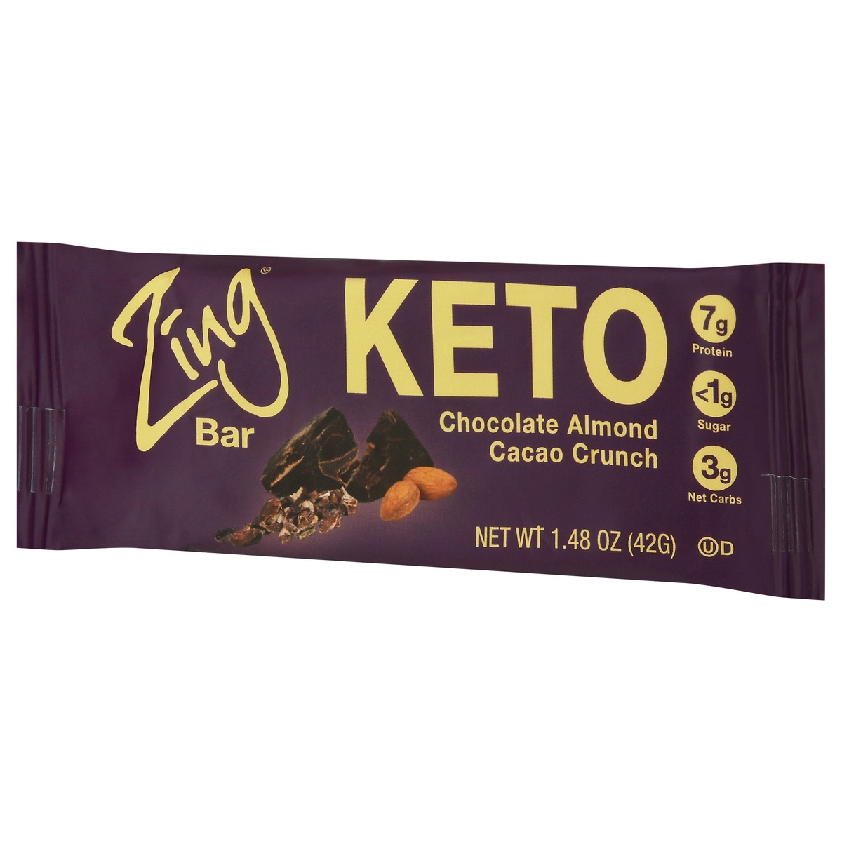 slide 6 of 12, Zing Chocolate Keto Bar Almond Cacao, 1.41 oz