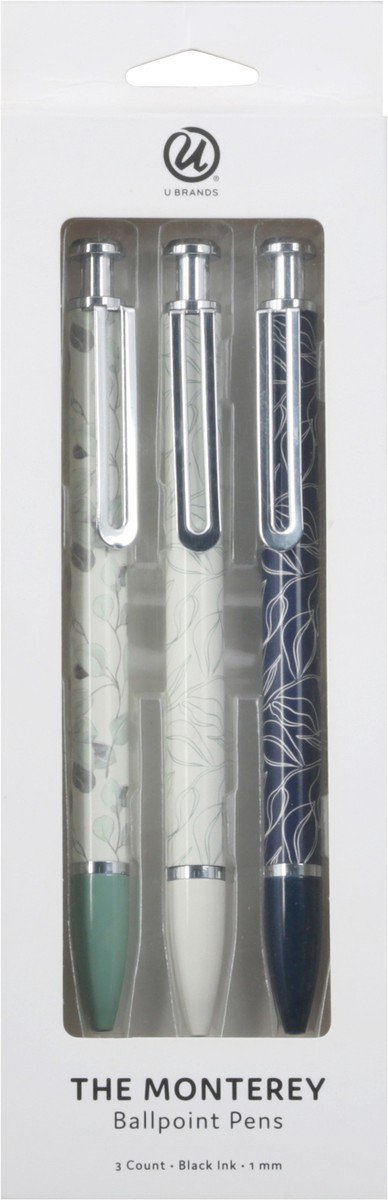 slide 1 of 2, U Brands The Monterey Black Ink Ballpoint Pens 3 ea, 3 ct