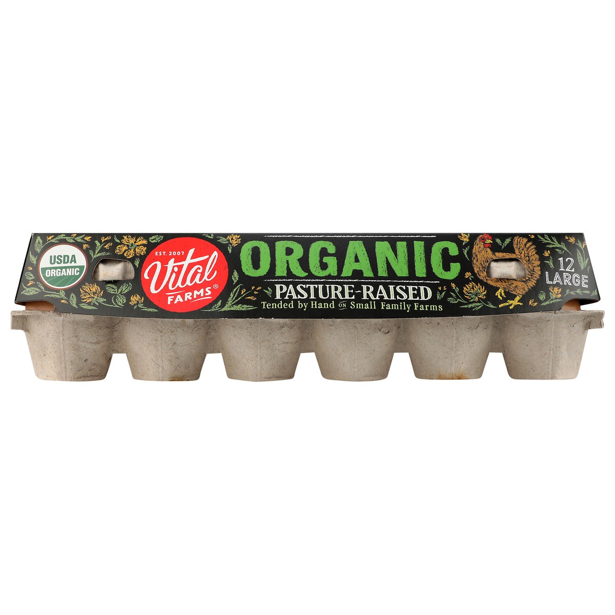 slide 1 of 8, Vital Farms Organic Pasture Raised Large Grade A Eggs 12 Ct Carton, 12 ct