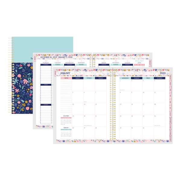 slide 1 of 1, Office Depot Brand Weekly/Monthly Planner, 5'' X 8'', Floral, January To December 2020, Odus1930-003, 1 ct
