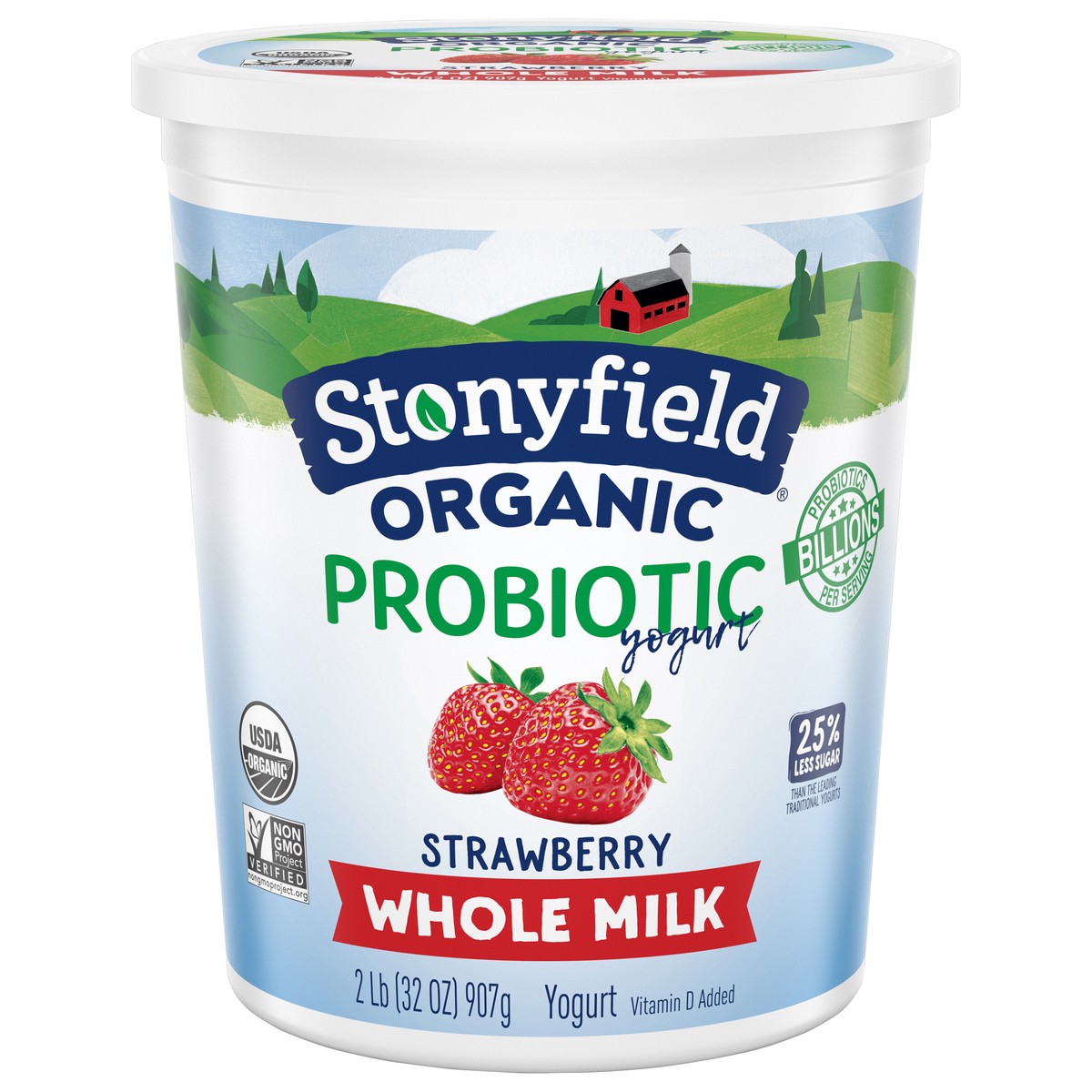 slide 1 of 6, Stonyfield Organic Whole Milk Probiotic Yogurt, Strawberry, 32 oz., 32 fl oz