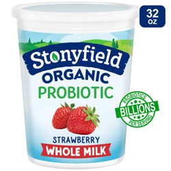 Stonyfield Organic Whole Milk Probiotic Yogurt, Strawberry, 32 oz.