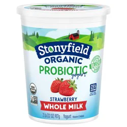 Stonyfield Organic Whole Milk Probiotic Yogurt, Strawberry, 32 oz.