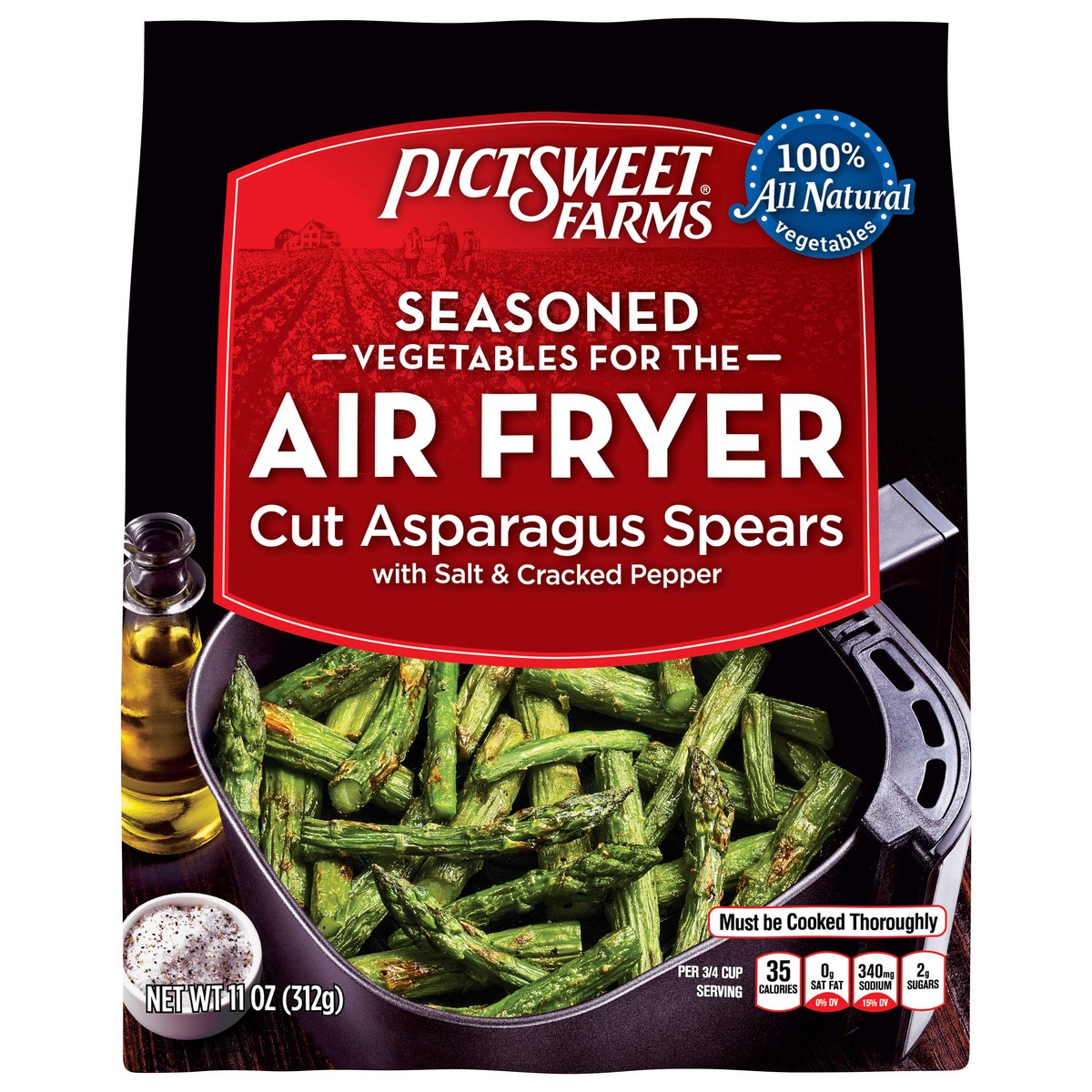 slide 1 of 3, PictSweet Seasoned Cut Asparagus Spears with Salt & Cracked Pepper, 11 oz