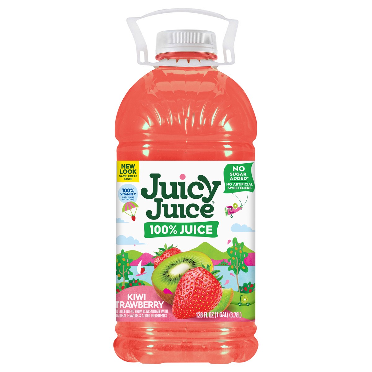 slide 1 of 13, Juicy Juice 100% Juice, Kiwi Strawberry, 128 Fl Oz Bottle, 128 fl oz