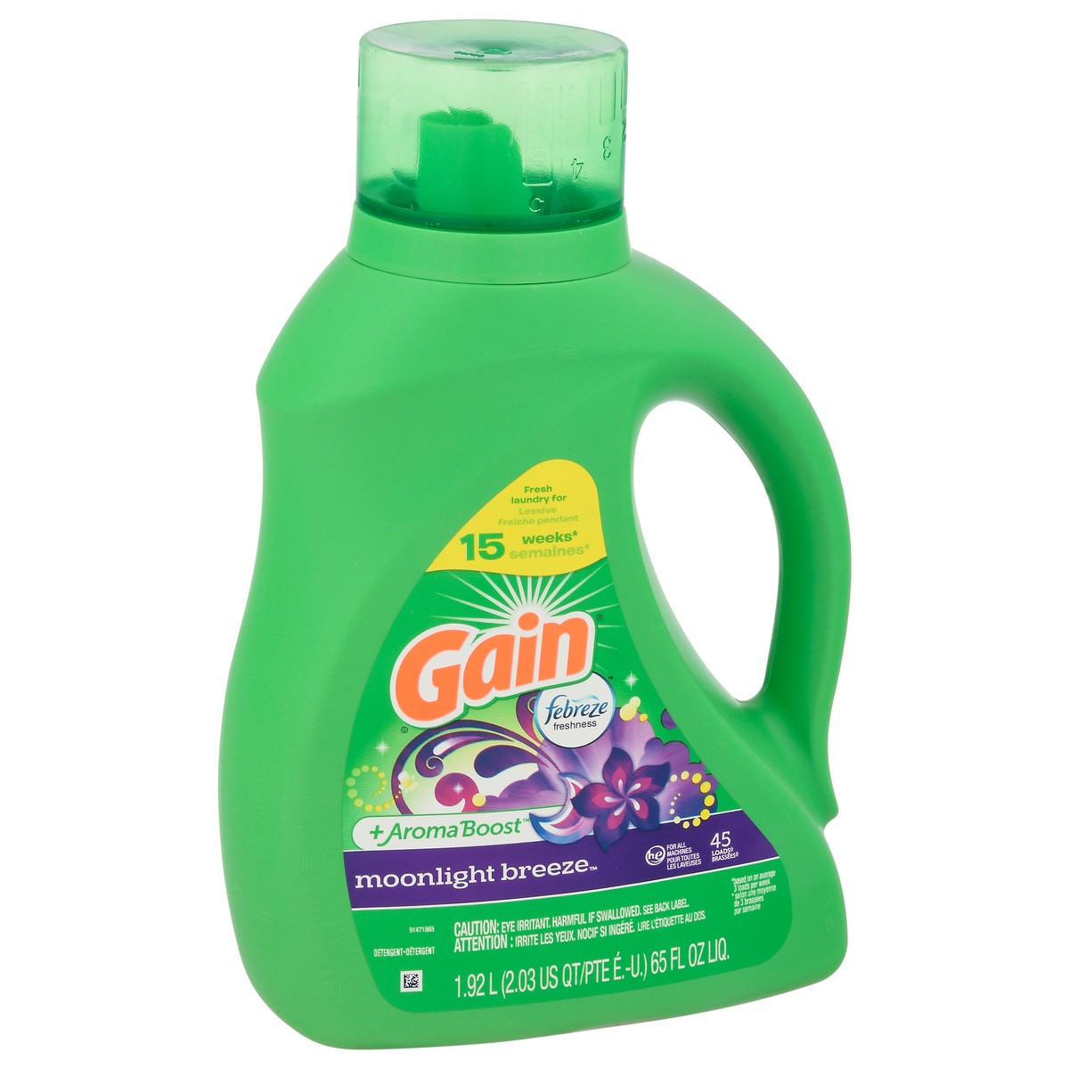 slide 8 of 10, Gain +Aroma Boost Moonlight Breeze Detergent 65 fl oz, 65 fl oz