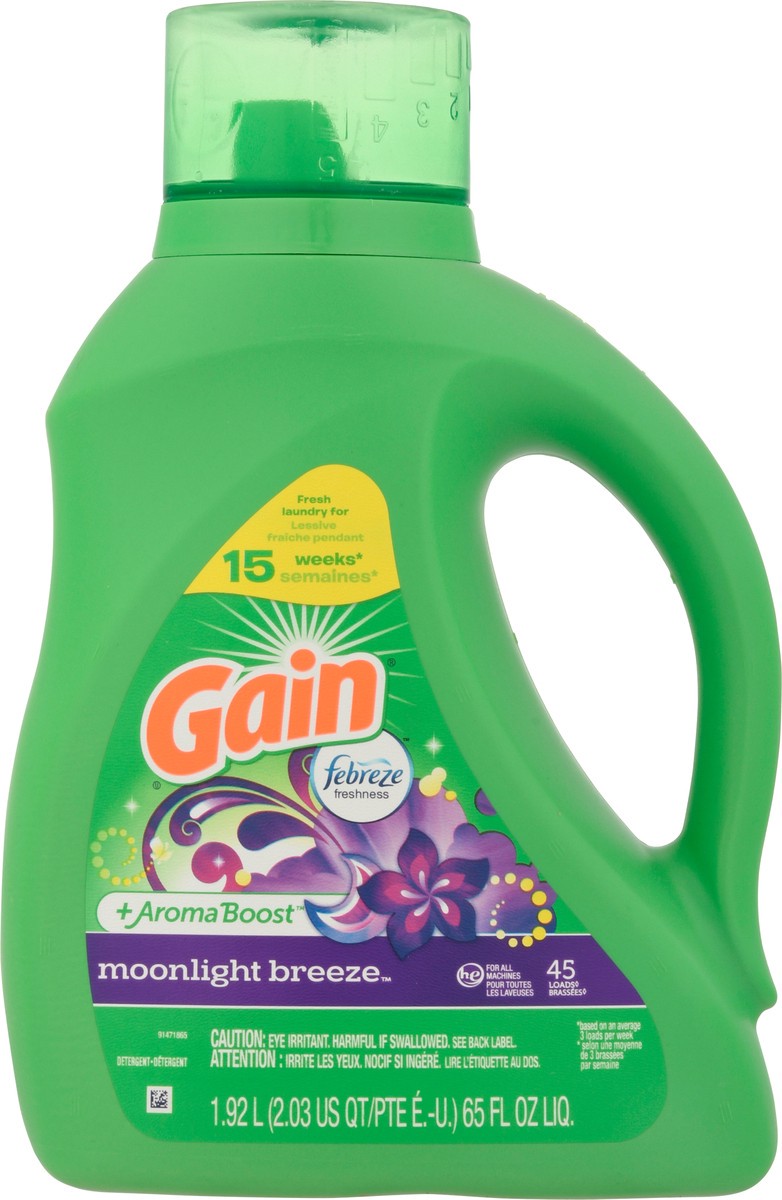 slide 6 of 10, Gain +Aroma Boost Moonlight Breeze Detergent 65 fl oz, 65 fl oz