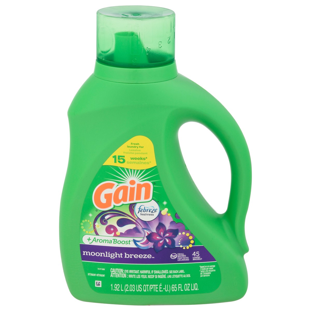 slide 1 of 10, Gain +Aroma Boost Moonlight Breeze Detergent 65 fl oz, 65 fl oz