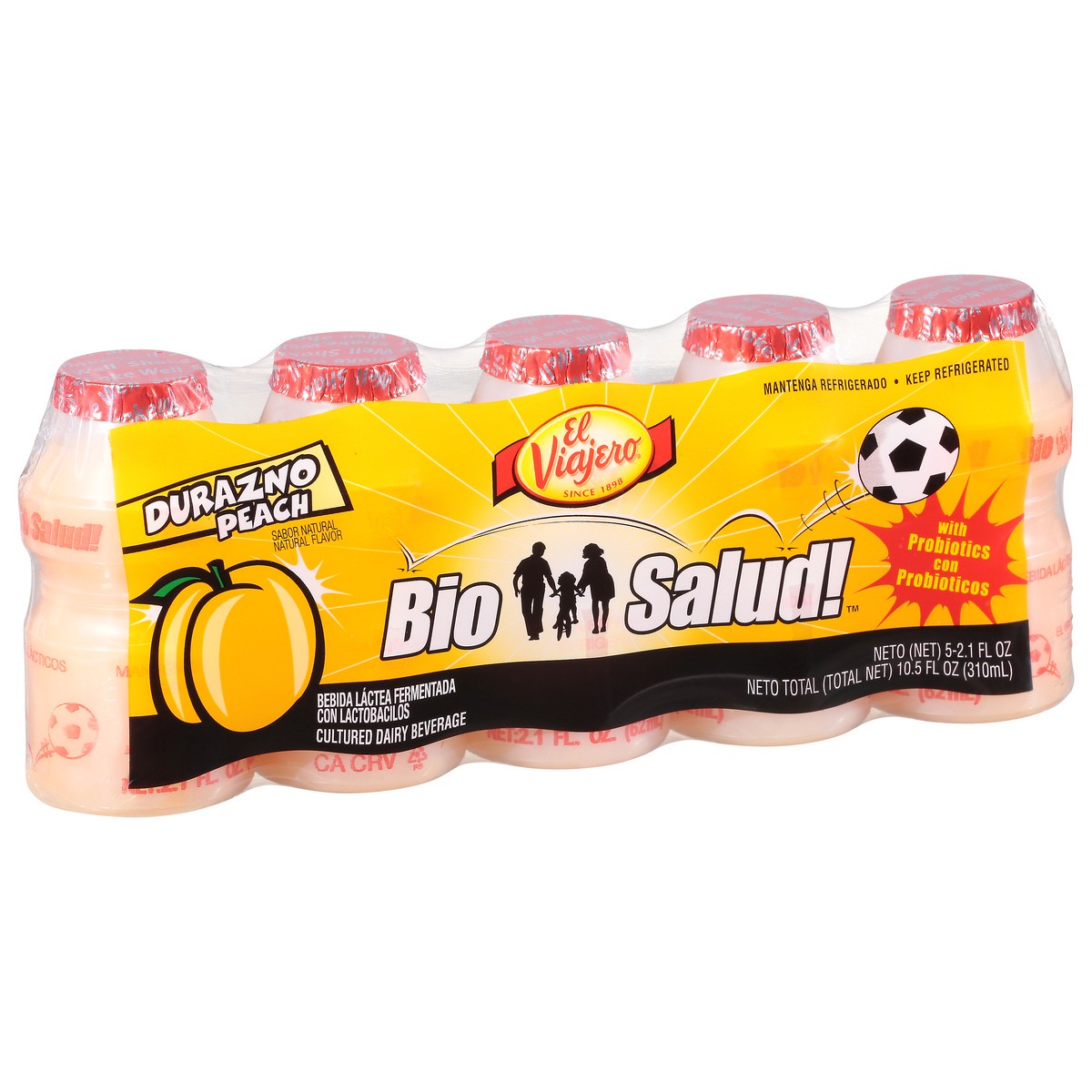 slide 2 of 12, El Viajero Peach Bio Salud Yogurt Drink - 10.5 fl oz, 10.5 fl oz