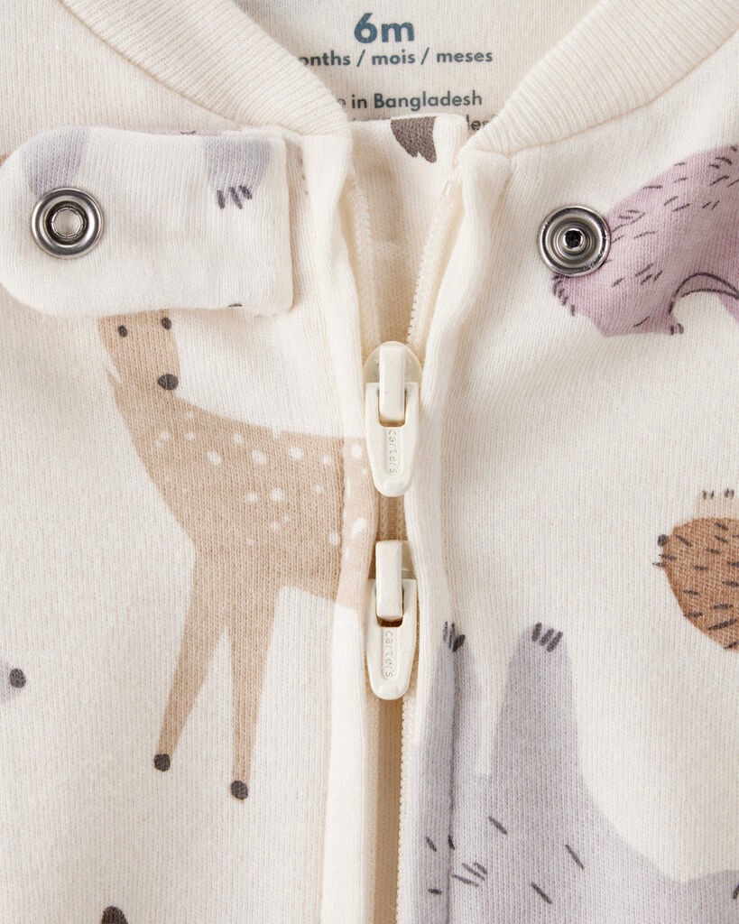 slide 3 of 3, Carter's Carters Baby Girl Fox Print 100% Cotton Long-Sleeve Sleep & Play - Ivory Ivory 3M, 1 ct