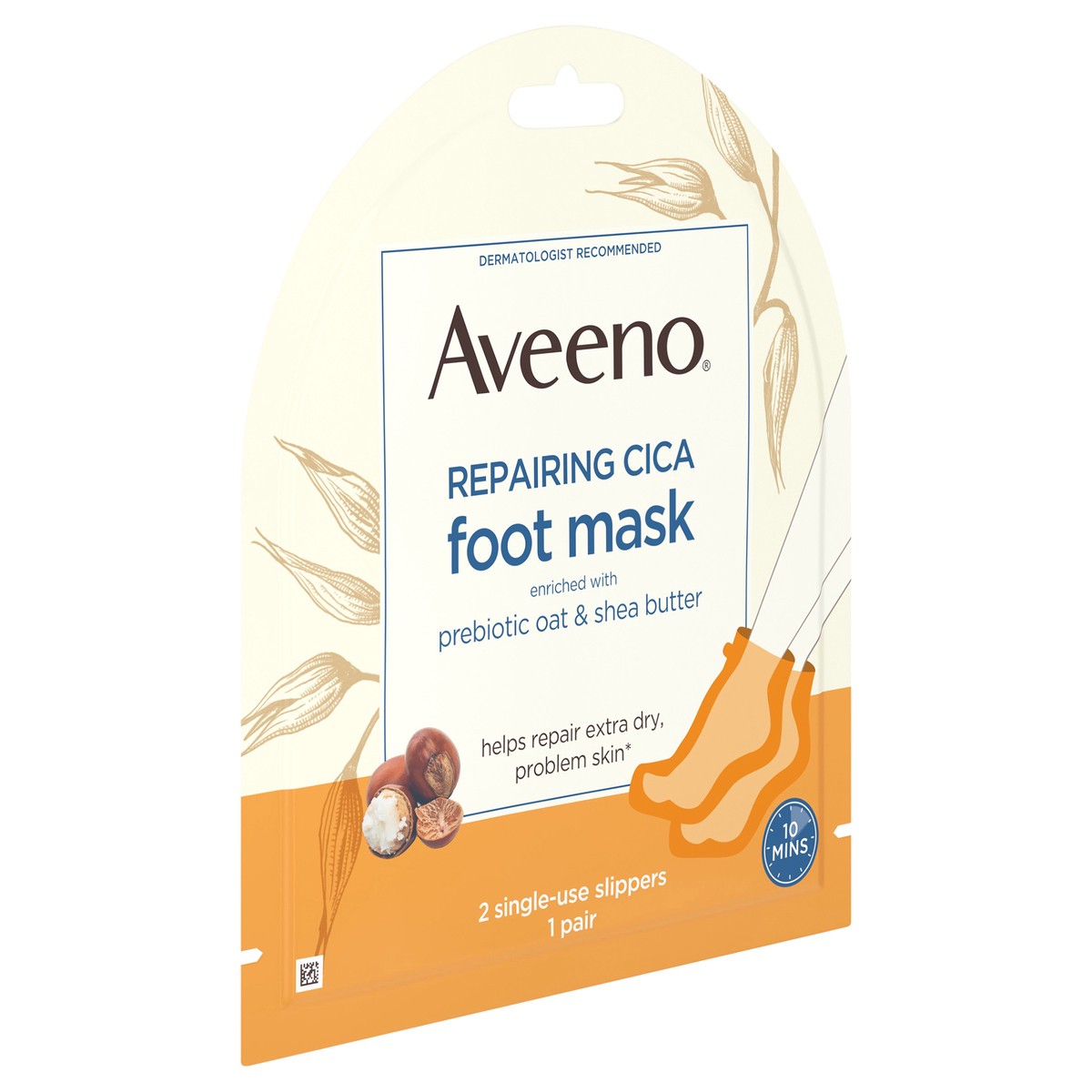 slide 4 of 7, Aveeno Repairing CICA Foot Mask with Prebiotic Oat and Shea Butter, Moisturizing Foot Mask for Extra Dry Skin, 1 Pair of Single-Use Slippers, 1 ct