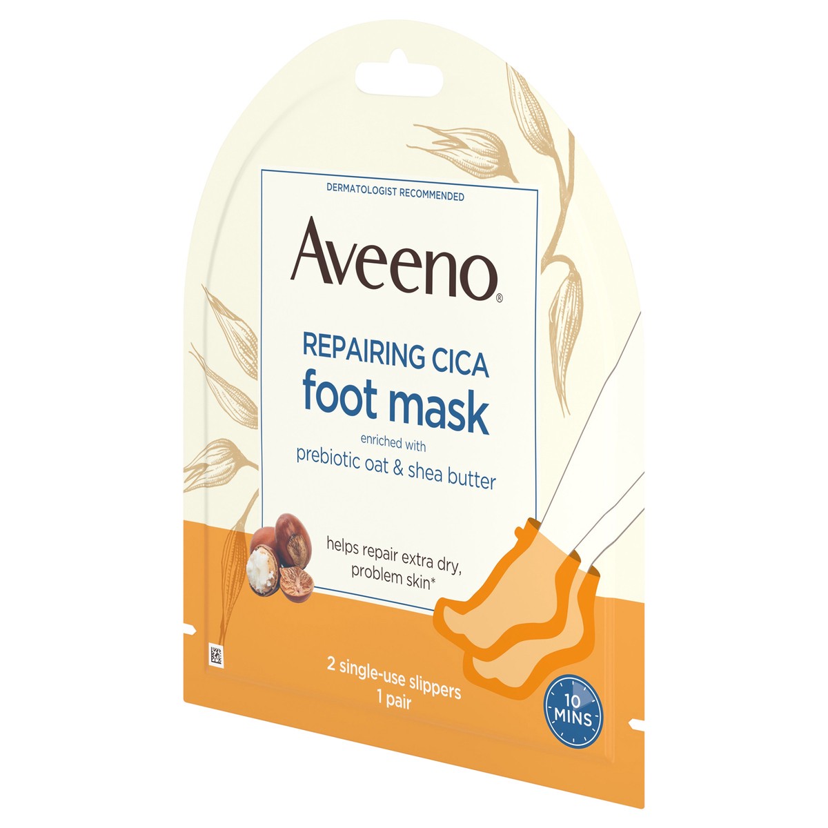 slide 5 of 7, Aveeno Repairing CICA Foot Mask with Prebiotic Oat and Shea Butter, Moisturizing Foot Mask for Extra Dry Skin, 1 Pair of Single-Use Slippers, 1 ct