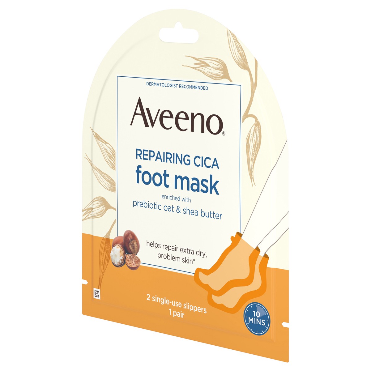 slide 3 of 7, Aveeno Repairing CICA Foot Mask with Prebiotic Oat and Shea Butter, Moisturizing Foot Mask for Extra Dry Skin, 1 Pair of Single-Use Slippers, 1 ct