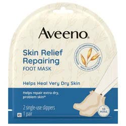 Aveeno Repairing CICA Foot Mask with Prebiotic Oat and Shea Butter, Moisturizing Foot Mask for Extra Dry Skin, 1 Pair of Single-Use Slippers