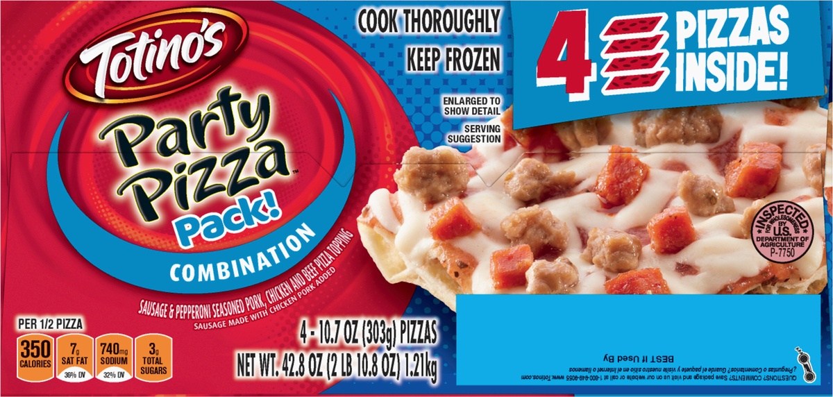 slide 6 of 11, Totino's Party Pizza Pack!, Combination,(frozen), 4 ct; 10.7 oz