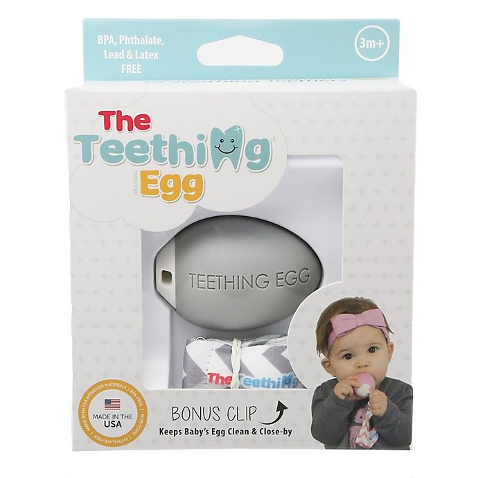 slide 3 of 3, The Teething Egg Teether - Soft Grey, 1 ct