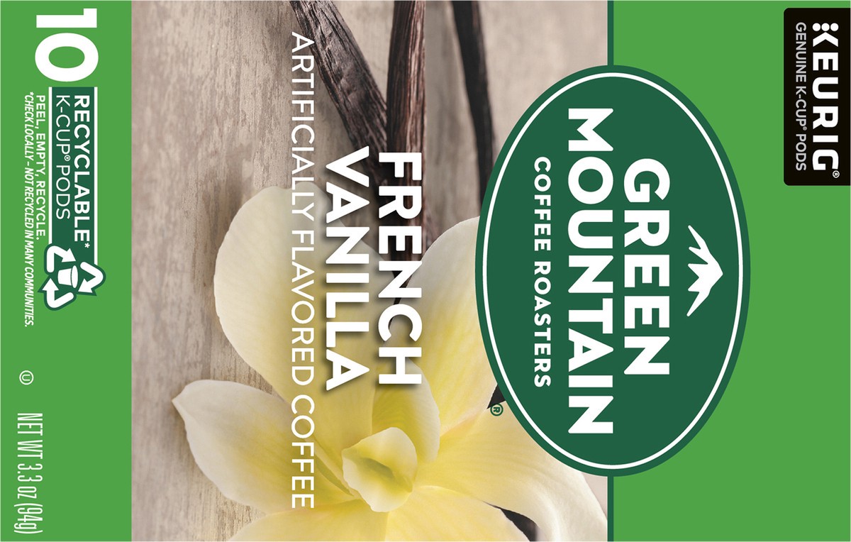 slide 9 of 10, Green Mountain Coffee Roasters French Vanilla Coffee, Keurig Single-Serve K-Cup pods, Light Roast, 10 Count, 10 ct