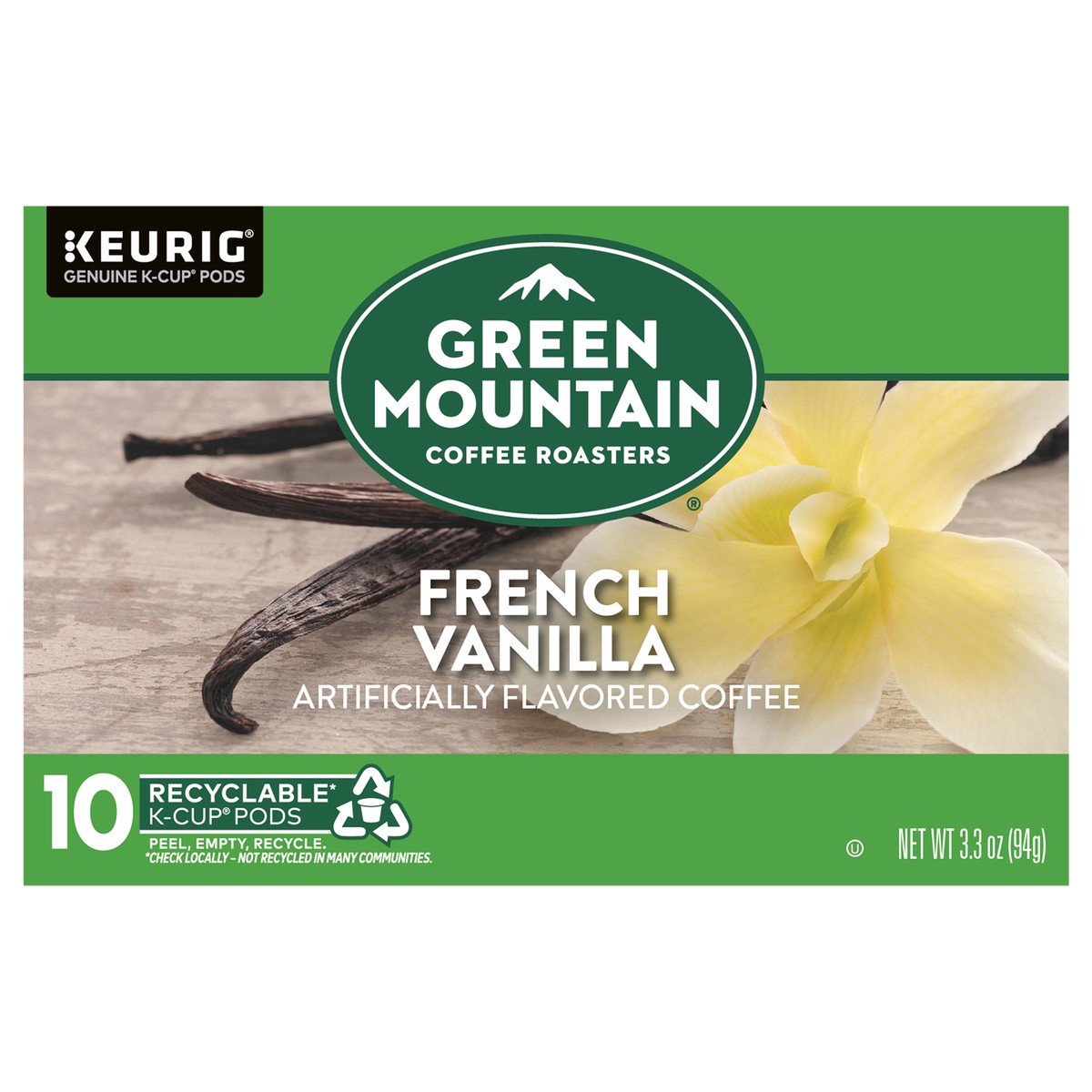 slide 1 of 10, Green Mountain Coffee Roasters French Vanilla Coffee, Keurig Single-Serve K-Cup pods, Light Roast, 10 Count, 10 ct