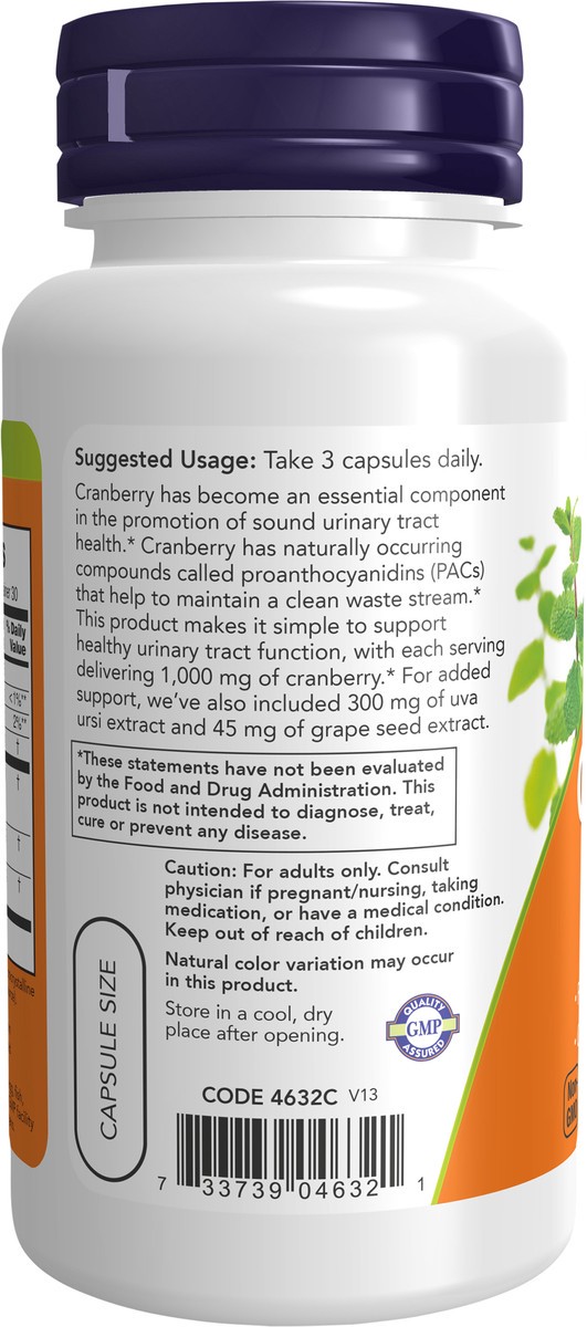 slide 8 of 9, NOW Cranberry with PACs - 90 Veg Capsules, 90 ct