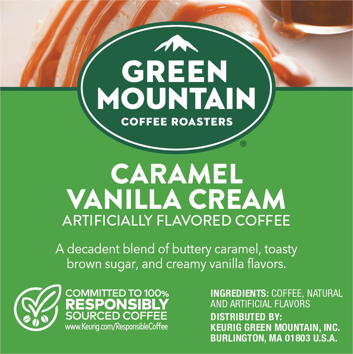 slide 2 of 10, Green Mountain Coffee Roasters Caramel Vanilla Cream Keurig Single-Serve K-Cup pods, Light Roast Coffee- 10 ct, 10 ct