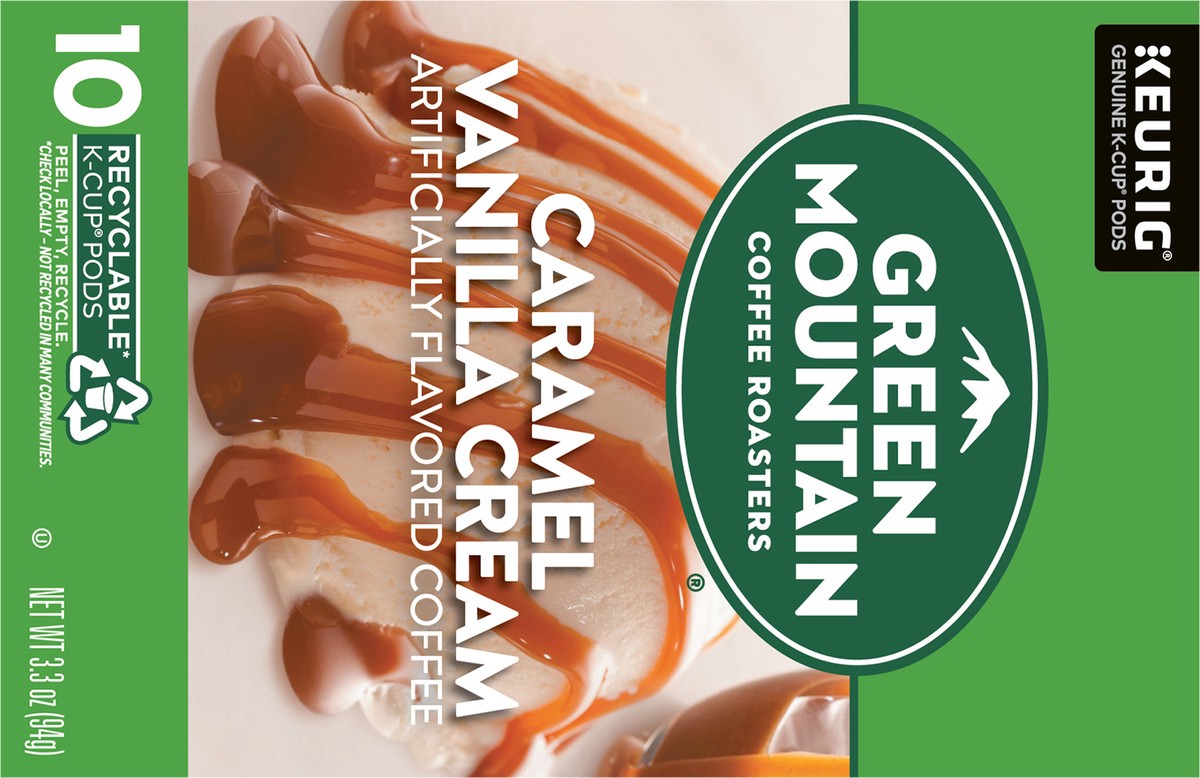 slide 6 of 10, Green Mountain Coffee Roasters Caramel Vanilla Cream Keurig Single-Serve K-Cup pods, Light Roast Coffee- 10 ct, 10 ct