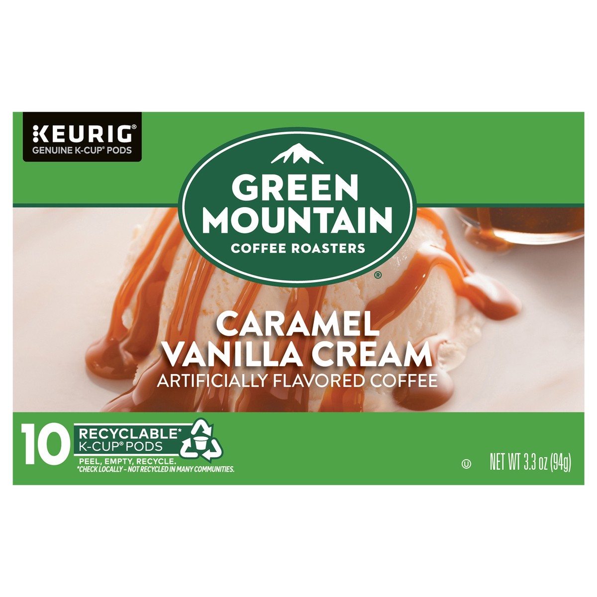 slide 1 of 10, Green Mountain Coffee Roasters Caramel Vanilla Cream Keurig Single-Serve K-Cup pods, Light Roast Coffee- 10 ct, 10 ct