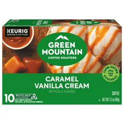 Green Mountain Coffee Roasters Caramel Vanilla Cream Keurig Single-Serve K-Cup Pods, Light Roast Coffee, 10 count