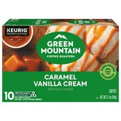 Green Mountain Coffee Roasters Caramel Vanilla Cream Keurig Single-Serve K-Cup Pods, Light Roast Coffee, 10 count