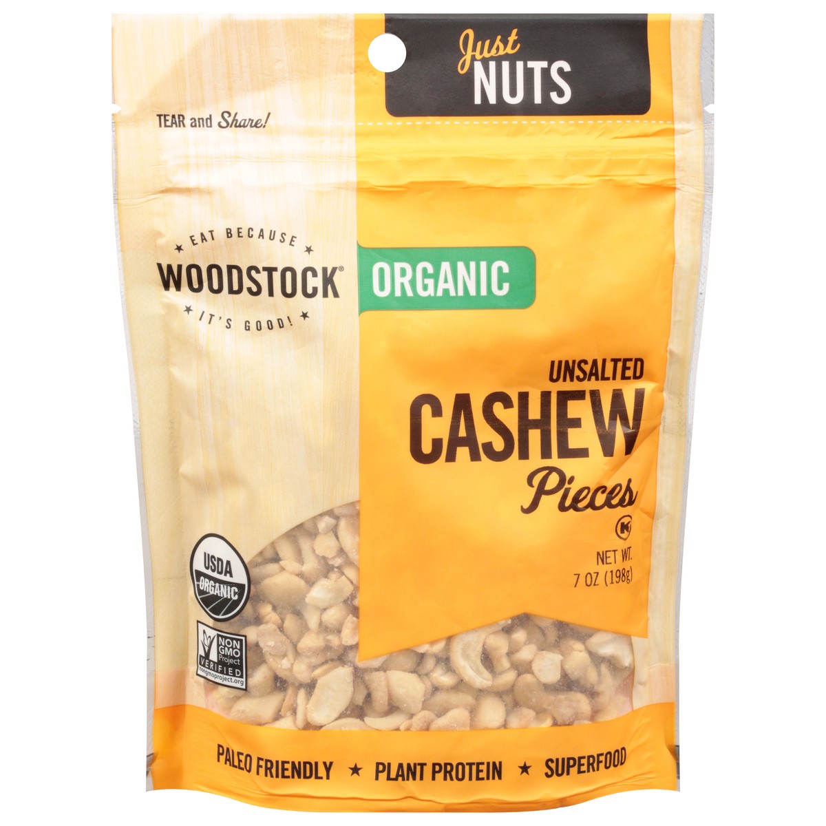 slide 1 of 13, Woodstock Organic Unsalted Cashew Pieces 7 oz, 7 oz