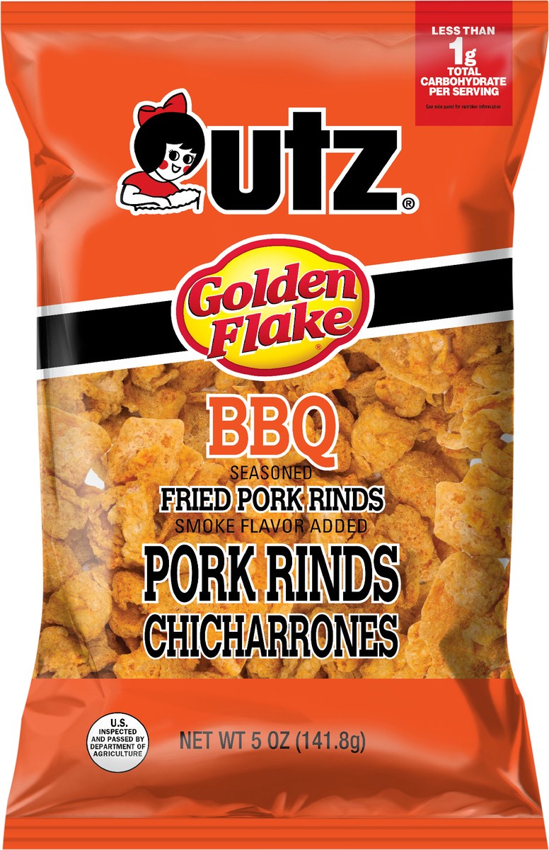 slide 7 of 7, Utz Golden Flake BBQ Pork Rinds Chicharrones 5 oz, 5 oz