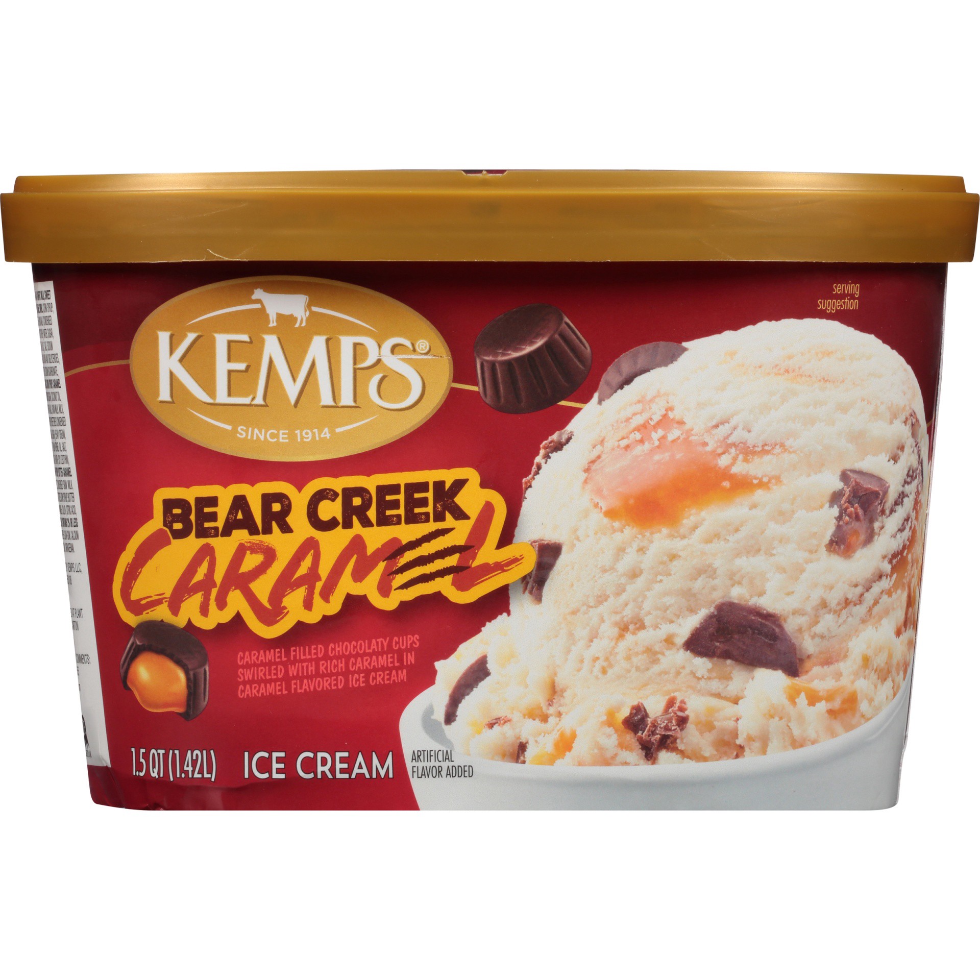 slide 8 of 8, Kemps Ice Cream, Bear Creek Caramel, 1.5 qt