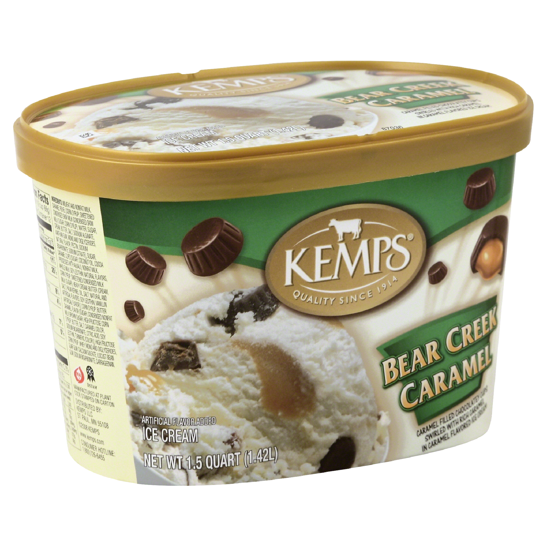 slide 1 of 8, Kemps Ice Cream, Bear Creek Caramel, 1.5 qt