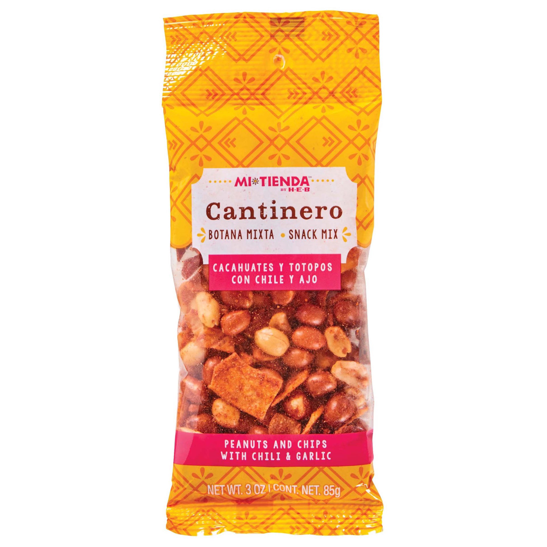 slide 1 of 1, Mi Tienda Cantinero&nbsp; Peanuts and Chips with Chili & Garlic Snack Mix, 3 oz