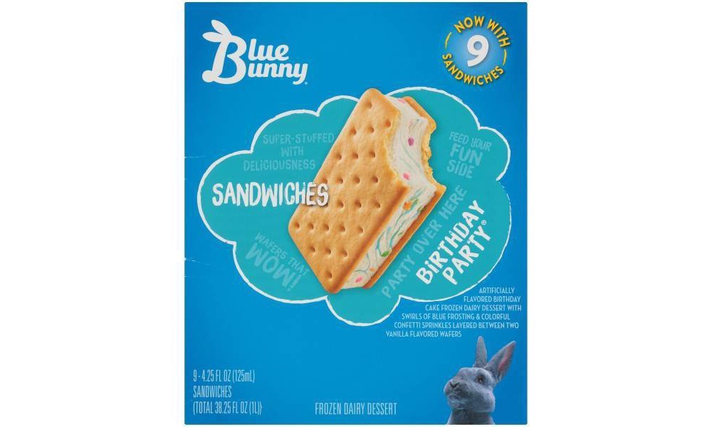 slide 2 of 3, Blue Bunny Frozen Premium Birthday Party Sandwiches, 9 ct
