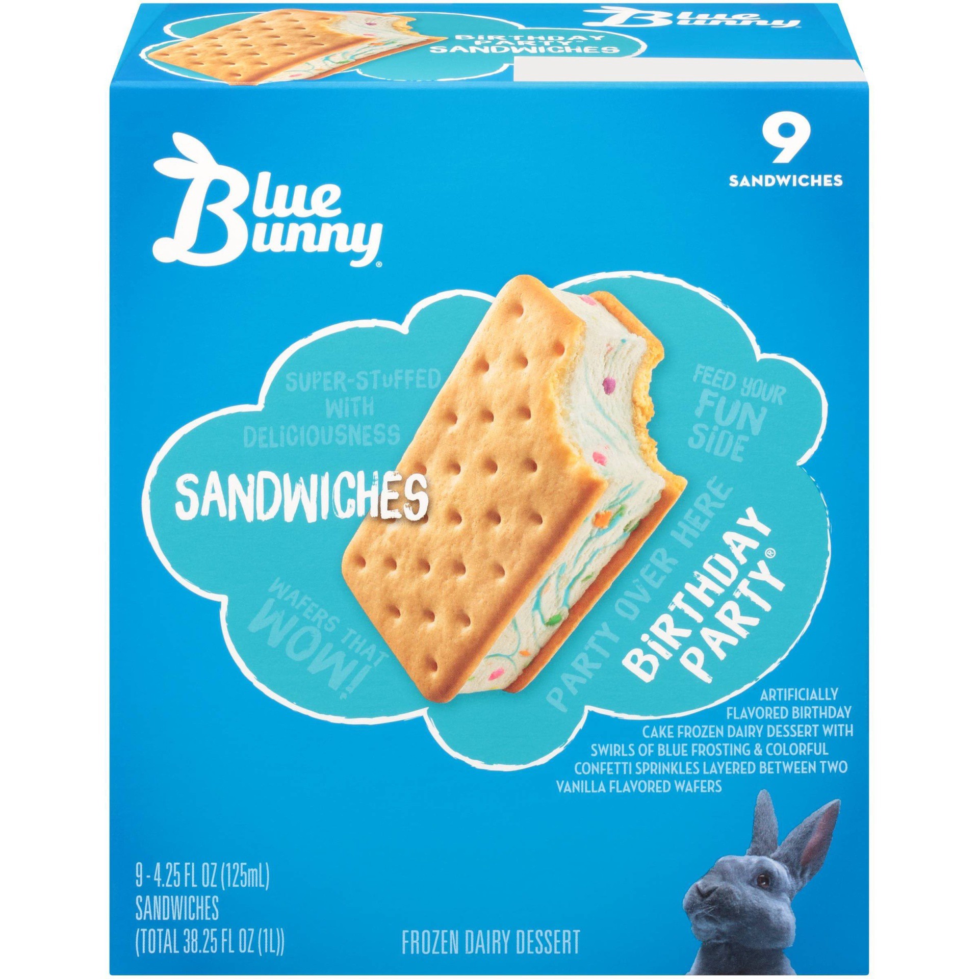 slide 1 of 3, Blue Bunny Frozen Premium Birthday Party Sandwiches, 9 ct