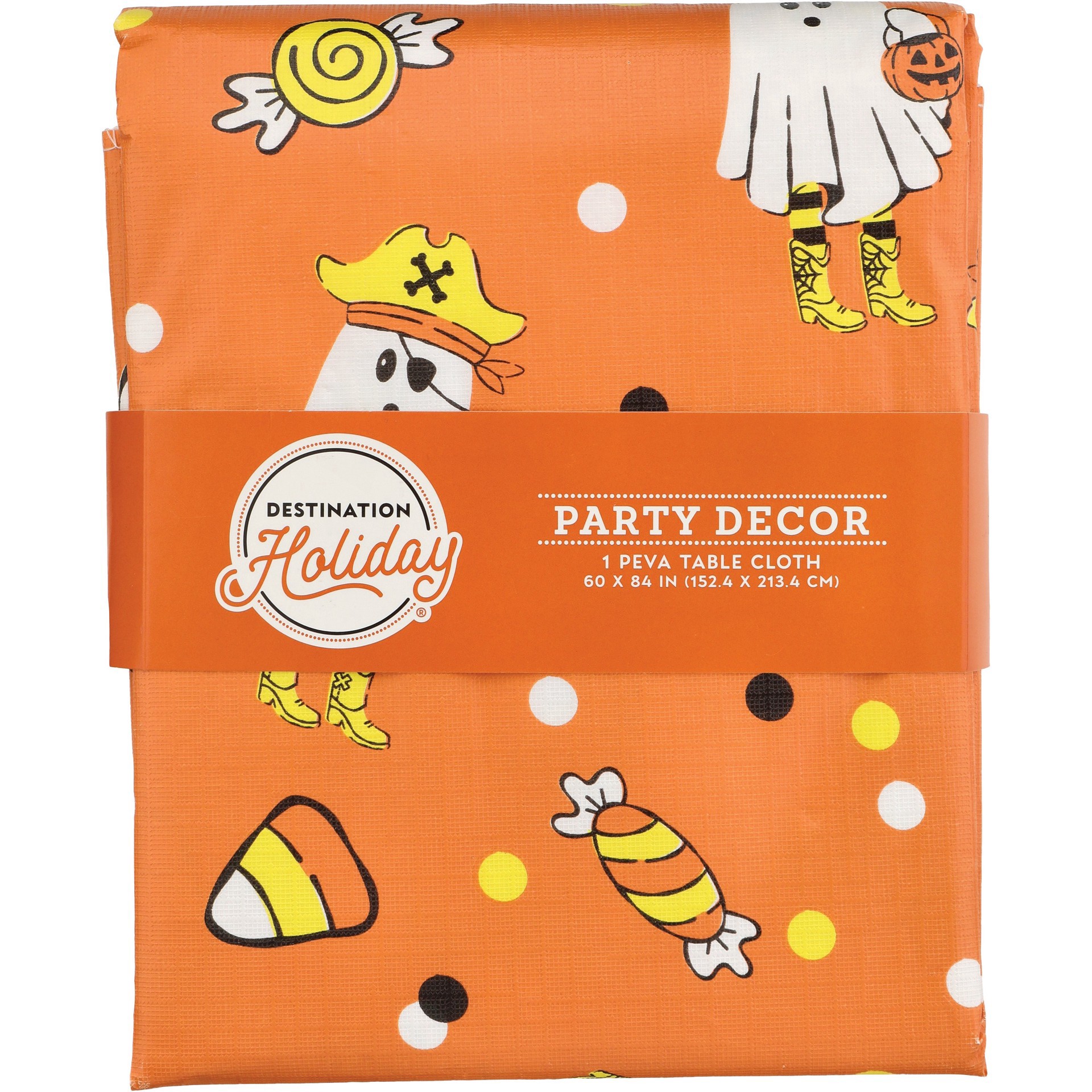 slide 1 of 1, Destination Holiday Halloween PEVA Tablecloth - Ghost Friends, 60 in x 84 in