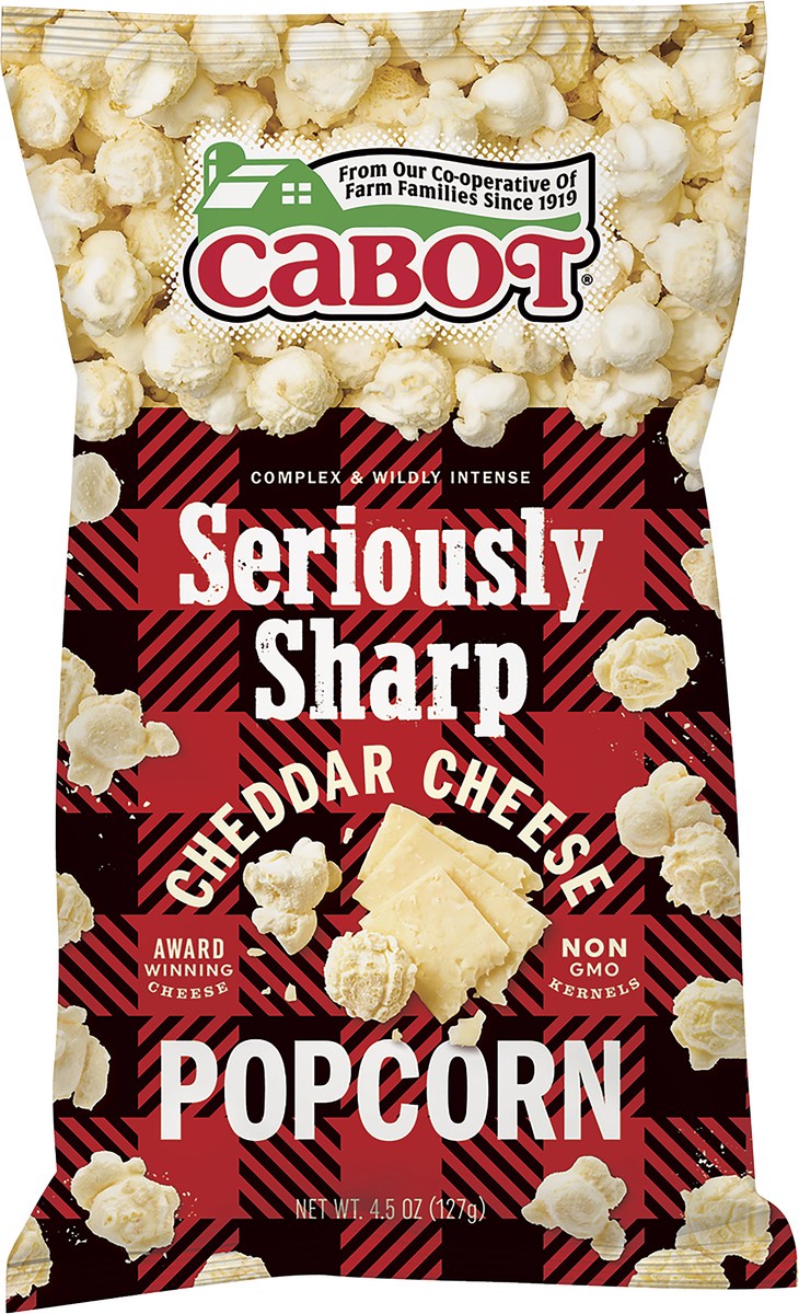 slide 3 of 3, Cabot, Seriously Sharp Cheddar Cheese Popcorn, 4.5 Oz, 1 ct