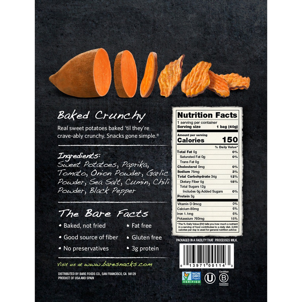 slide 3 of 4, Bare Sweet Potato Chips, 1.4 oz