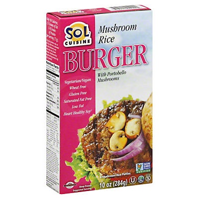 slide 1 of 1, SOL Cuisine Mushroom Rice Burgers, 8 oz