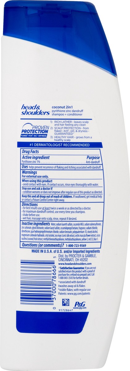 slide 6 of 8, Head & Shoulders Coconut Daily-Use Anti-Dandruff Paraben Free 2 In 1 Shampoo and Conditioner, 13.5 fl oz, 13.5 fl oz