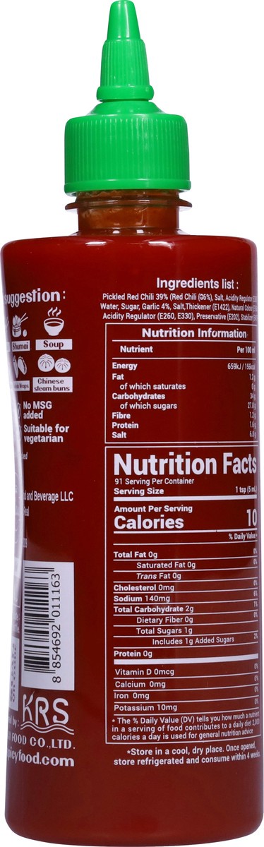 slide 3 of 13, J-Lek Hot Sriracha Chili Sauce 15.38 fl oz, 15.38 fl oz