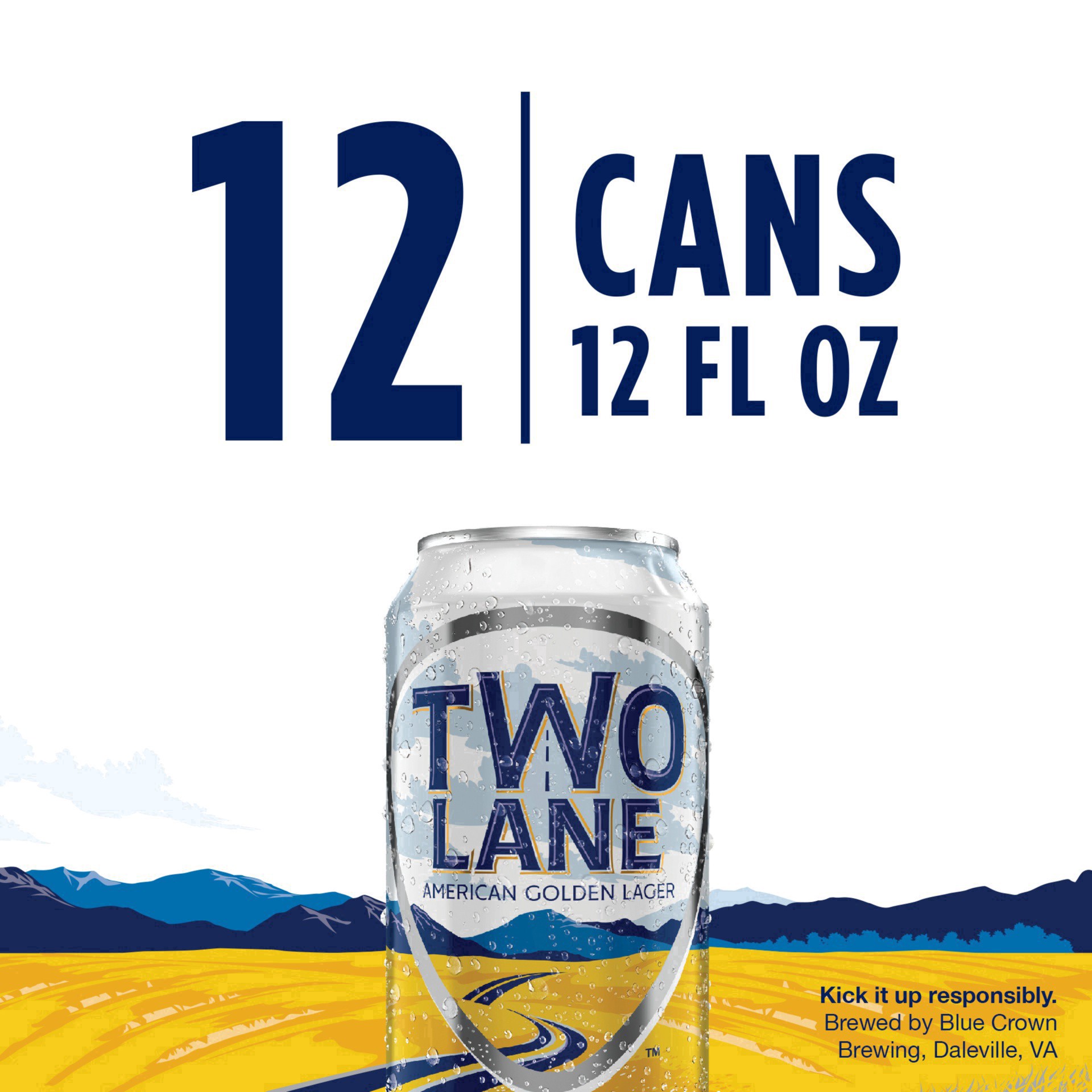 slide 3 of 28, Two Lane American Golden Lager Craft Beer, 12 pk 12 fl oz Cans, 4.2% ABV, 12 ct; 12 fl oz