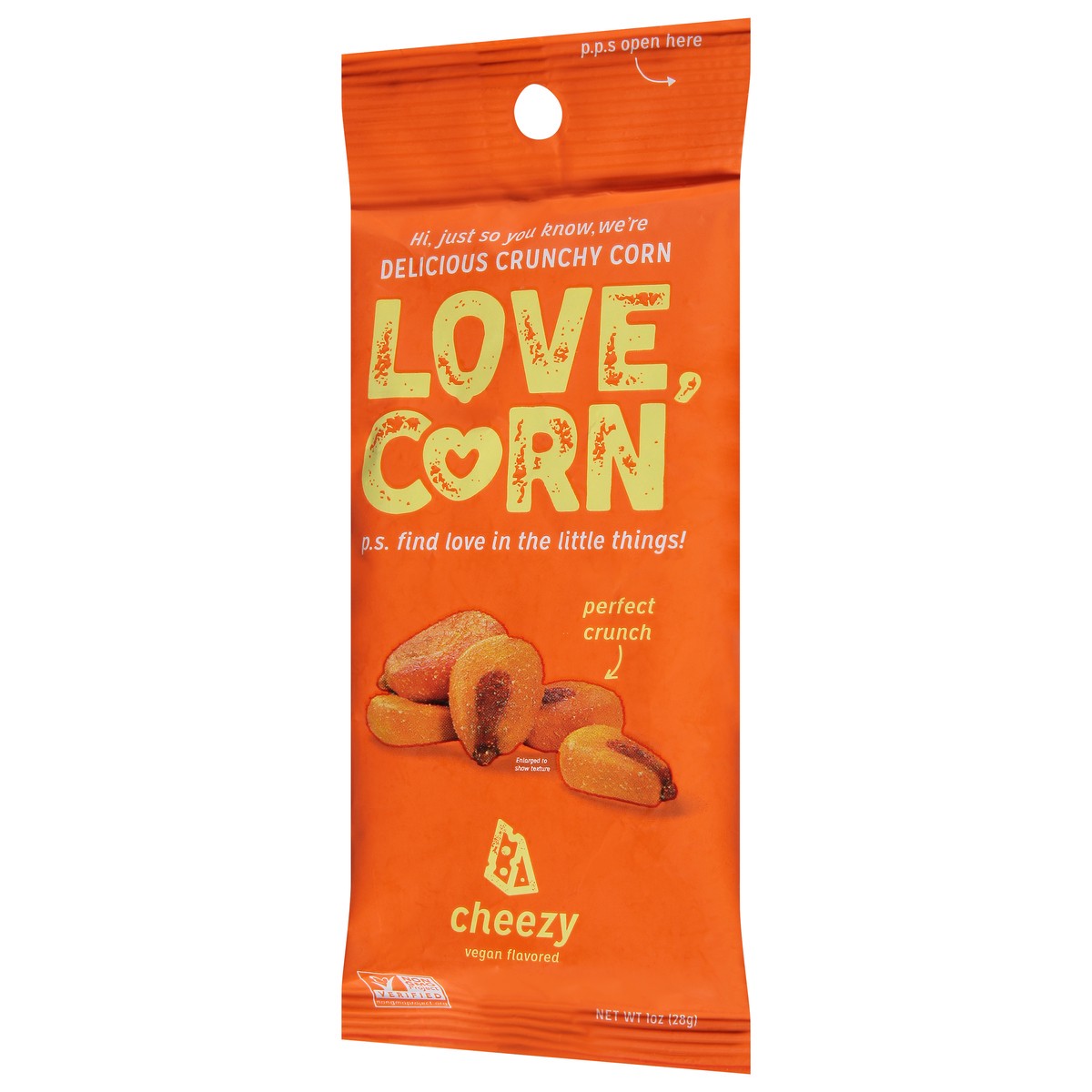slide 4 of 9, LOVE CORN Cheezy Vegan Flavor Crunchy Corn 1 oz, 1 oz