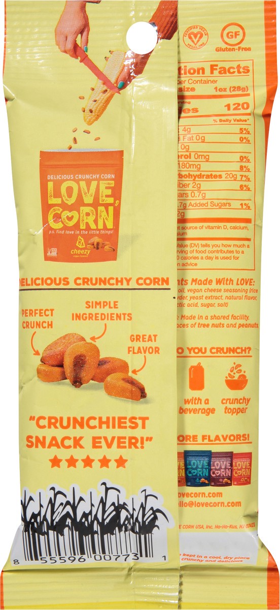 slide 3 of 9, LOVE CORN Cheezy Vegan Flavor Crunchy Corn 1 oz, 1 oz