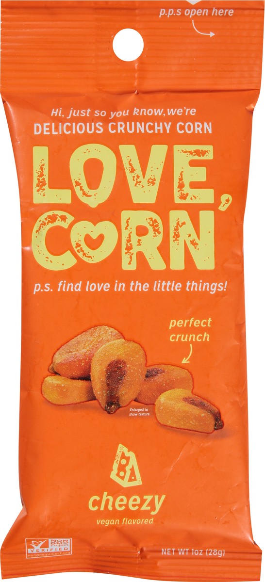 slide 9 of 9, LOVE CORN Cheezy Vegan Flavor Crunchy Corn 1 oz, 1 oz