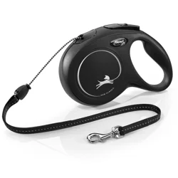 Flexi New Classic Cord Retractable Dog Leash - Black, 26 ft, Medium