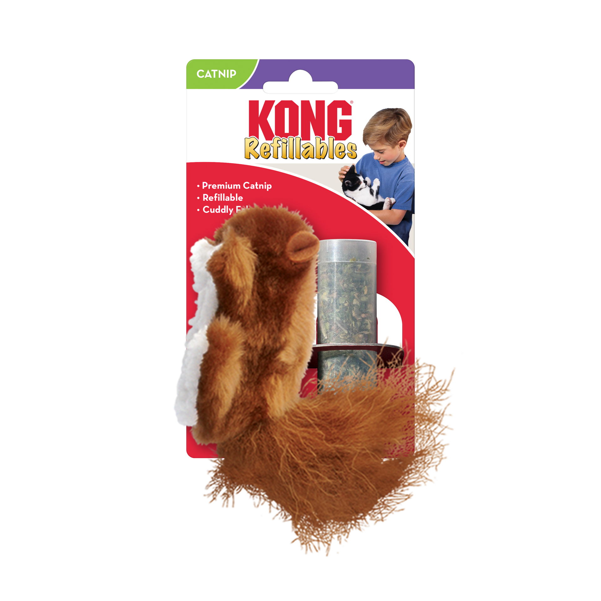 slide 3 of 3, Kong Refillable Squirrel Catnip Cat Toy, 1 ct