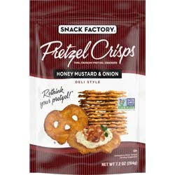 Snack Factory Pretzel Crisps, Honey Mustard and Onion, 7.2 Oz